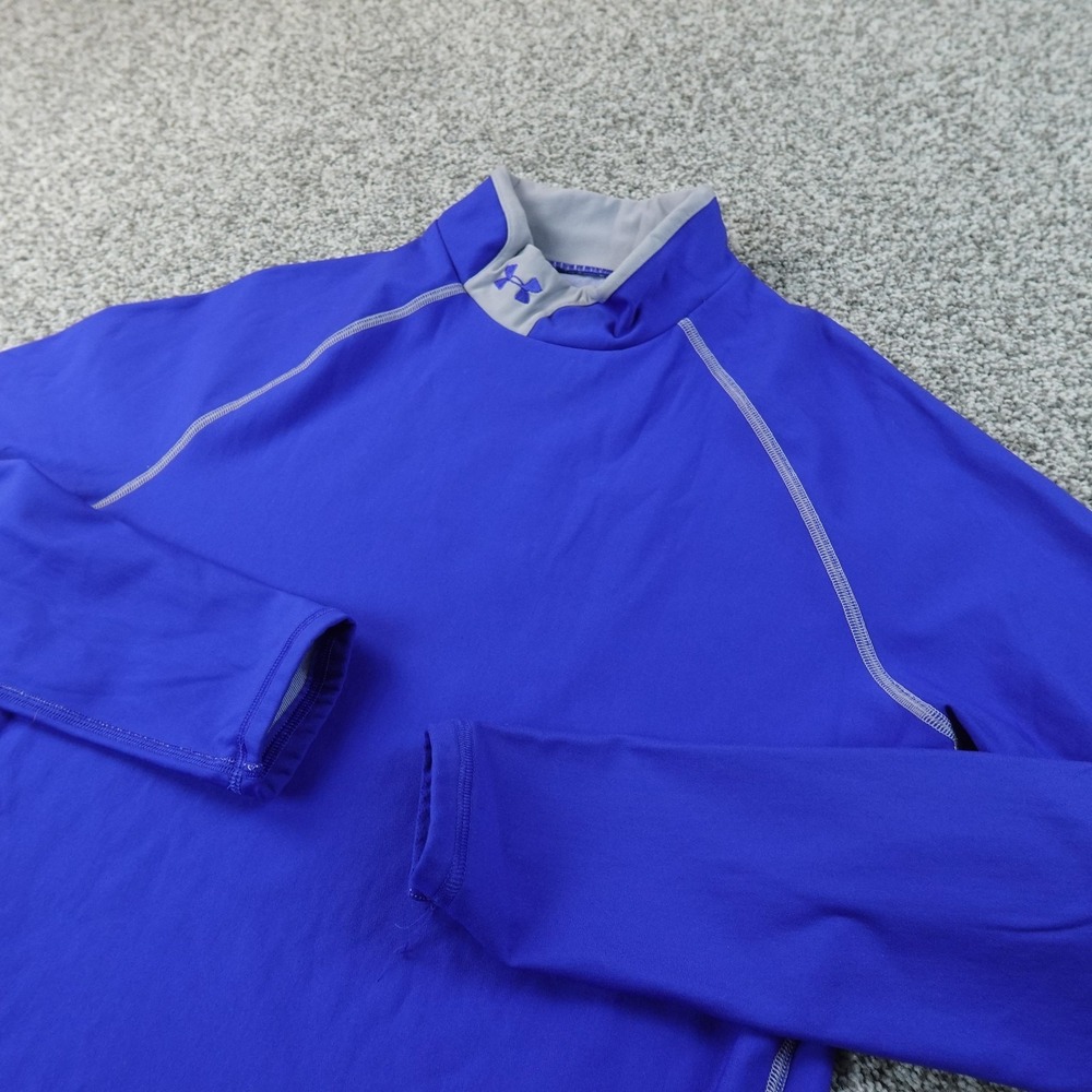 Under Armour Shirt Mens XL Blue ColdGear Mock Neck Compression Long Sleeve Gym